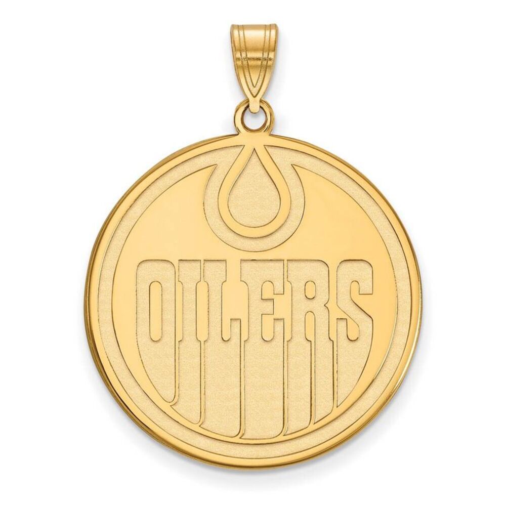 SS 14k Yellow Gold Plated NHL Edmonton Oilers XL Disc Pendant